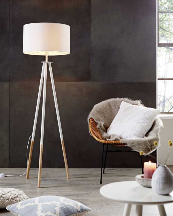 Eglo BIDFORD - Lampadaire - E27 - 1X60W - Brun, blanc