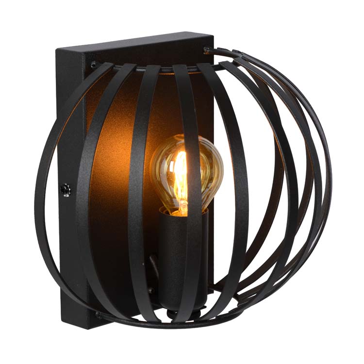 Lucide MANUELA - Wandlamp - 1xE14 - Zwart