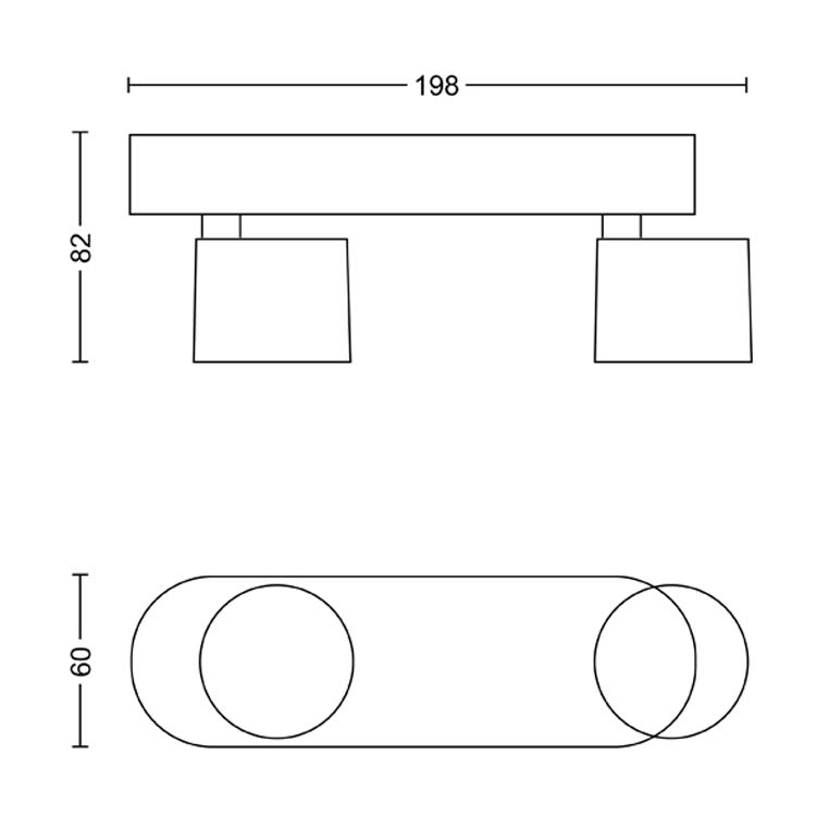 Spot en applique Noir 2x4,5 DIMMER