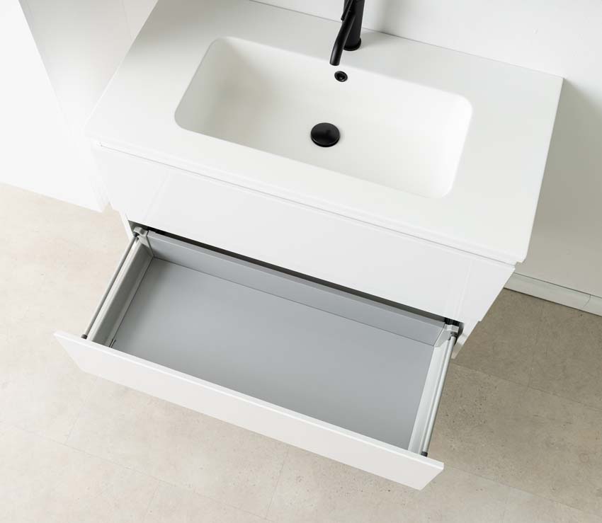 Meuble de salle de bain Tibo gris 900 mm lavabo blanc mat