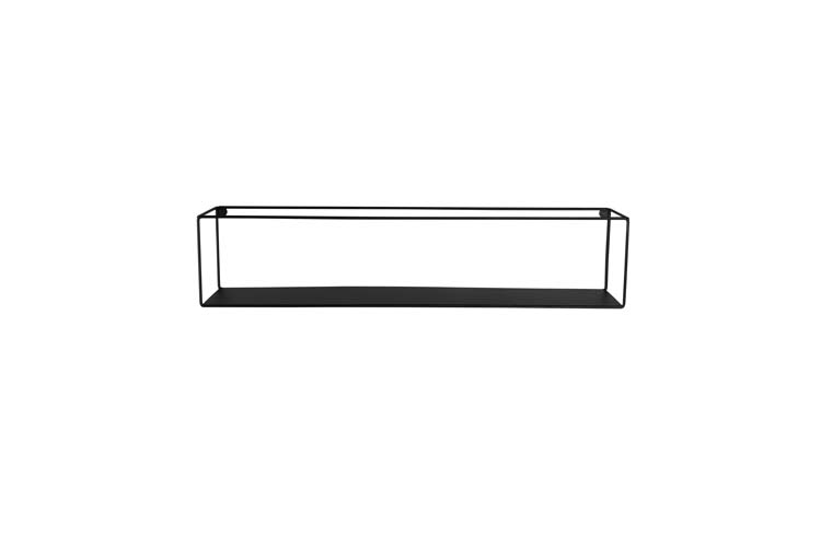 Muurplanken (2st) zwart metaal 65x15x15cm+60x13x13cm