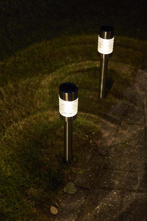 Solar tuinlamp met grondspie Firenze chroom 6 lumen