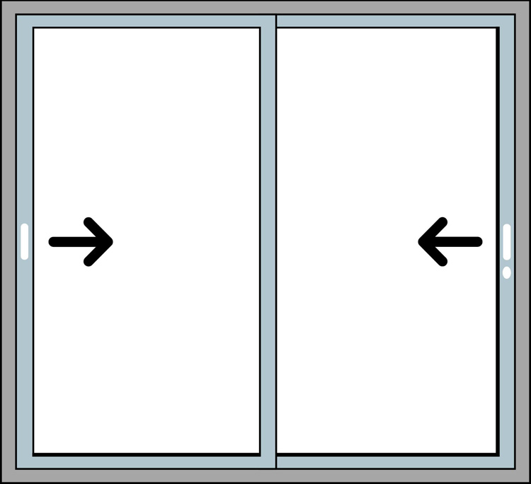 Schuifraam dubbel PVC zwart/zwart met cilinder B1800XH2100mm