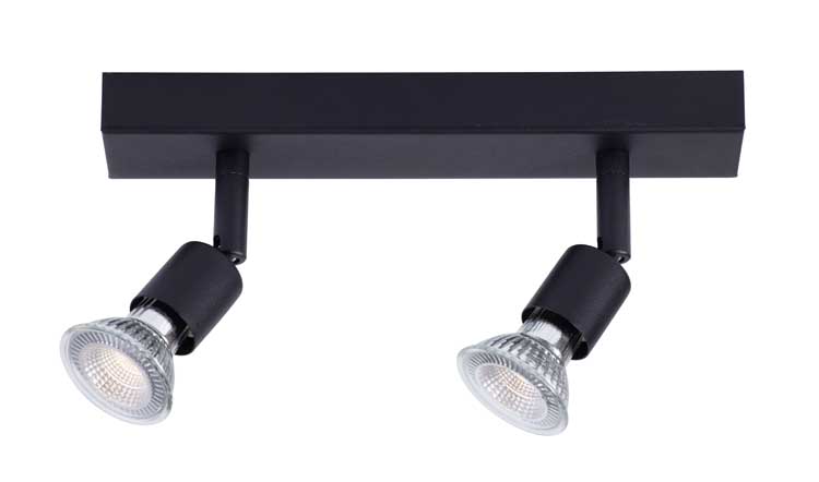 Plafonnier LED noir GU10 2X4.2W dimmable