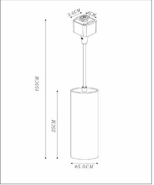 Rail lumineux design Avignon Suspension -Éclairage sur rail/Système de rail monophasé - 1xGU10 - Cylindrique - Noir