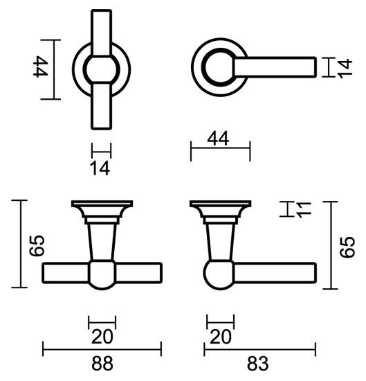 Deurklink zwart Pienza T+L