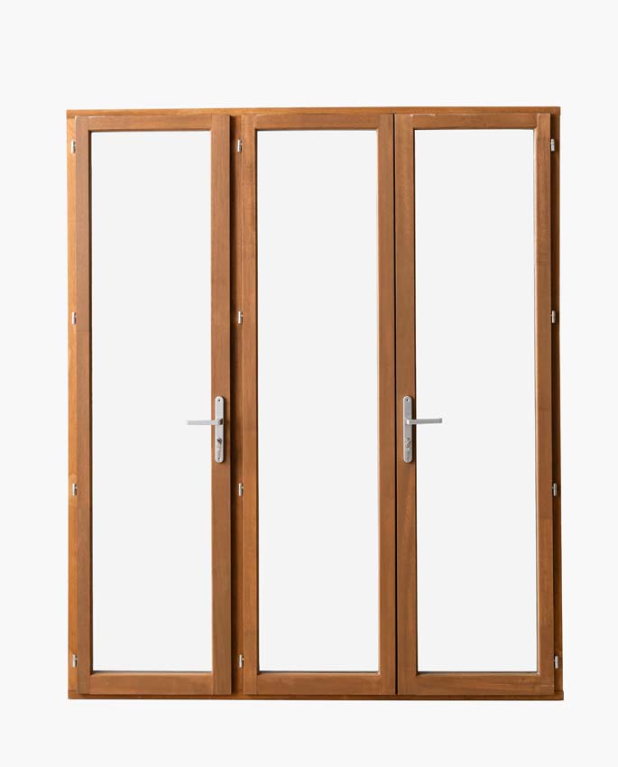 Fenêtre terasse bois Meranti Trae 3 vantaux 55mm naturel 1800x2150 mm