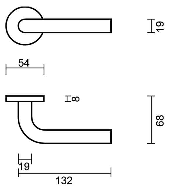 Deurklink Forli zwart afgerond 19 mm