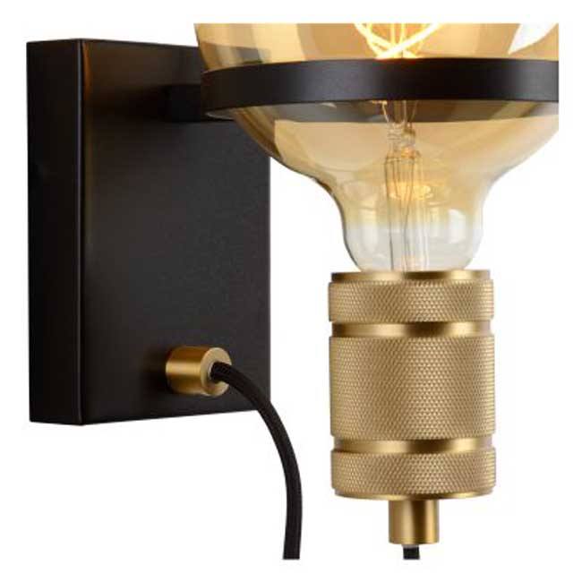 Wandlamp mat zwart/mat goud excl lamp LED mogelijk E27