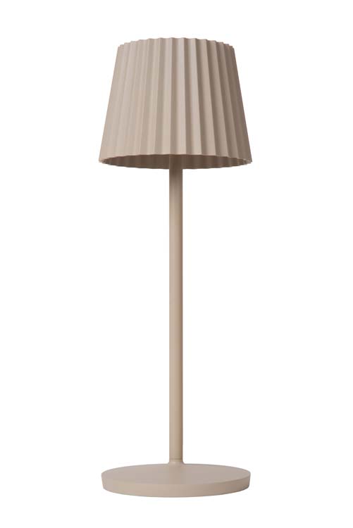 Lucide JUSTINE - Oplaadbare Tafellamp Buiten - Accu/Batterij - LED Dimb. - 1x2W 2700K - IP54 - Met draadloos oplaadstation - Beige