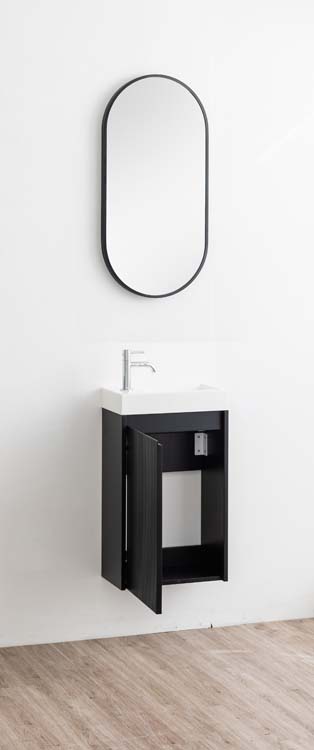 Toiletmeubel Windsor2 zwart lavabo mat wit 400mm