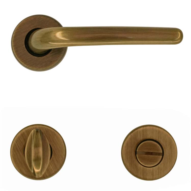 Poignée de porte ancona bronze avec serrure toilette