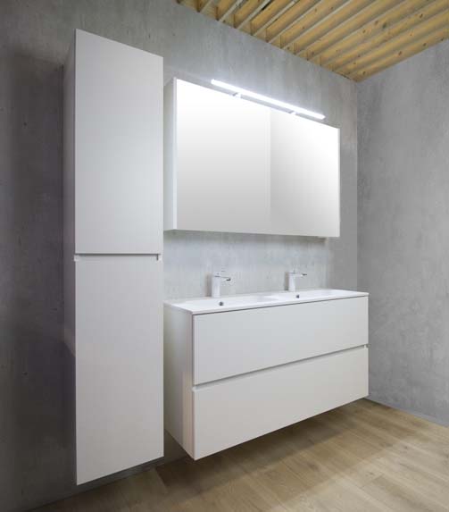 Meuble salle de bain Puro blanc mat 1400 mm lavabo mat