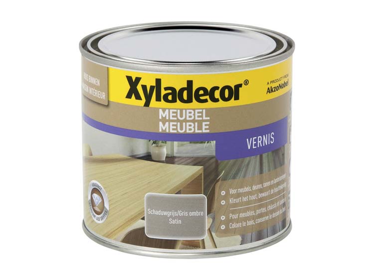 Xyladecor vernis meubel sneldrogend zijdeglans 0,5l schaduwgrijs