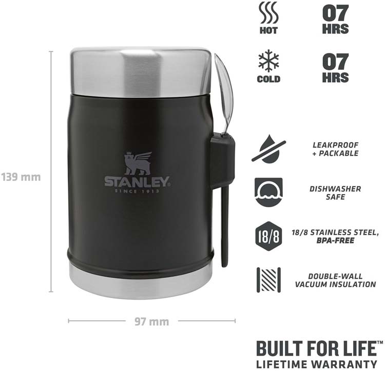 Stanley legendary food jar + spork 0.4l black