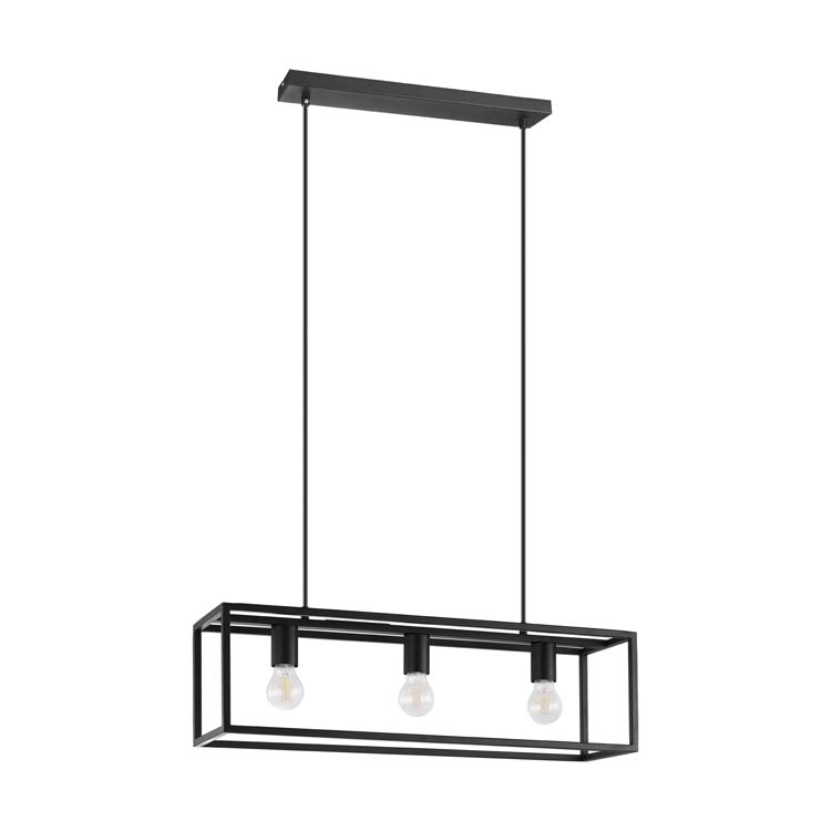 Hanglamp zwart l70cm 3 licht excl lamp LED mogelijk