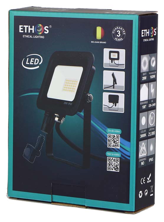 LED straler outdoor zwart 20W 1600LM 3000K IP65