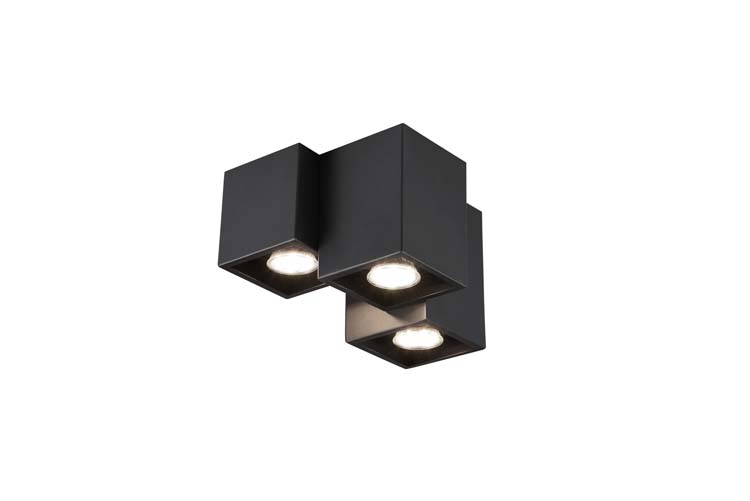 Plafonnier zwart mat excl lamp LED mogelijk 3 spots