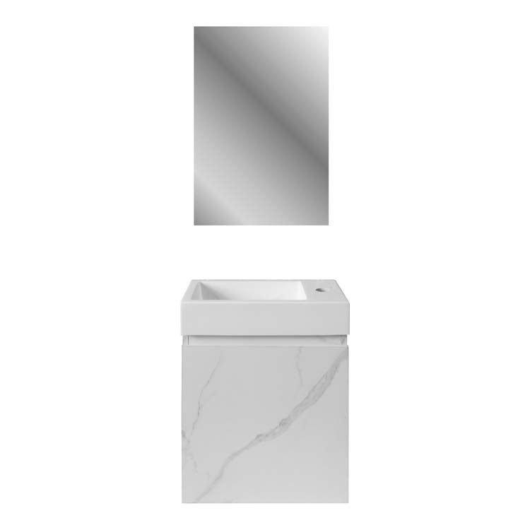 Meuble de toilette Viola aspect marbre blanc avec miroir 400 mm
