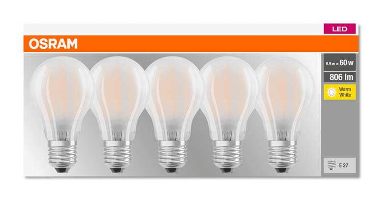 Lampe LED classic 60 E27 7W 806lm blanc chaud mat 5pc