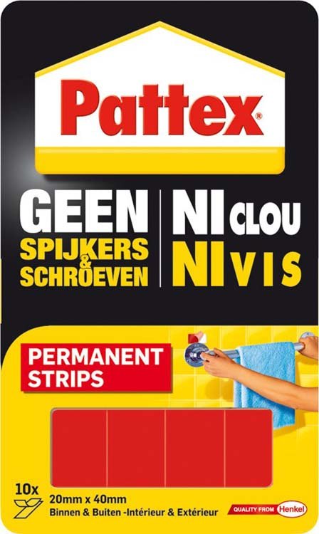 Pattex Geen Spijkers & Schroeven montagestrips permanent 12 st