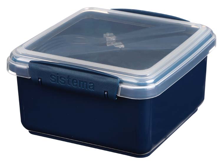 Lunchbox avec couverts Sistema gamme Renew 1.2L bleu foncé