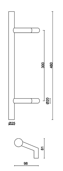 Deurtrekker STCOT 25/300/460 inox plus