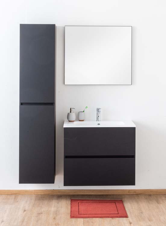 Meuble salle de bain Puro noir mat 800mm lavabo brillant