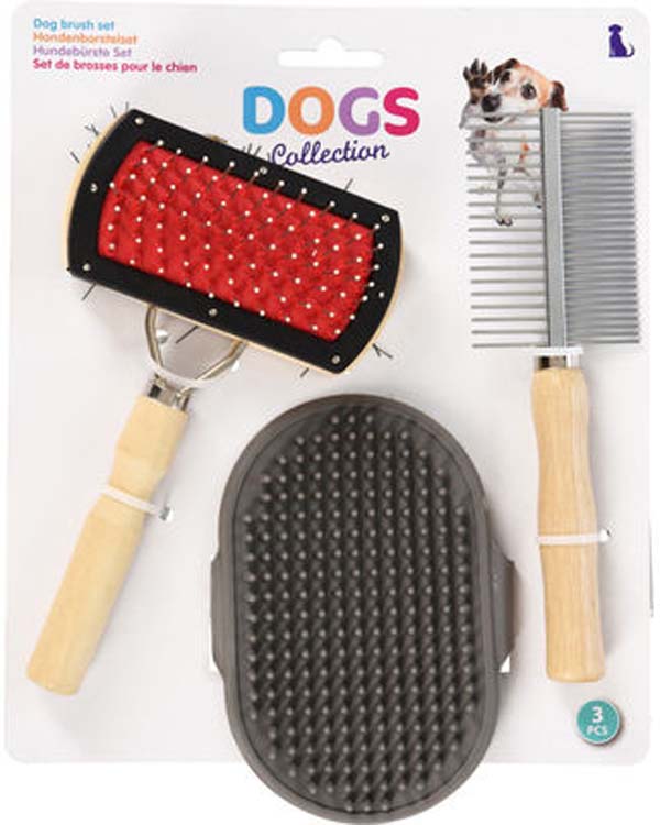 Set de brosses pour animaux de compagnie 3 pièces