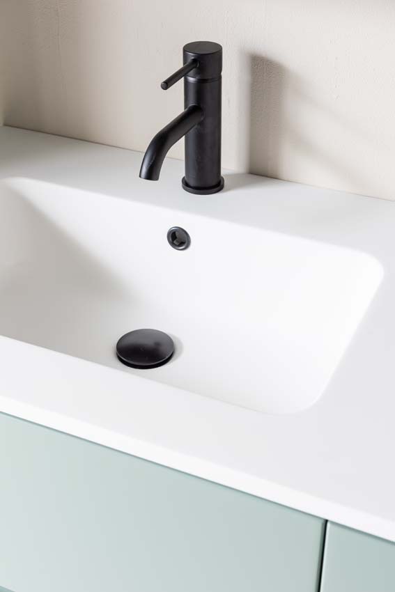 Meuble de salle de bain Truman gris-vert 1200 mm lavabo double blanc mat