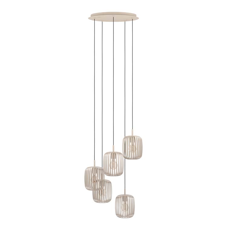 Lampe suspension - acier - Ø50cm - dimmable - E27 - 5x40W - lampe excl - sable