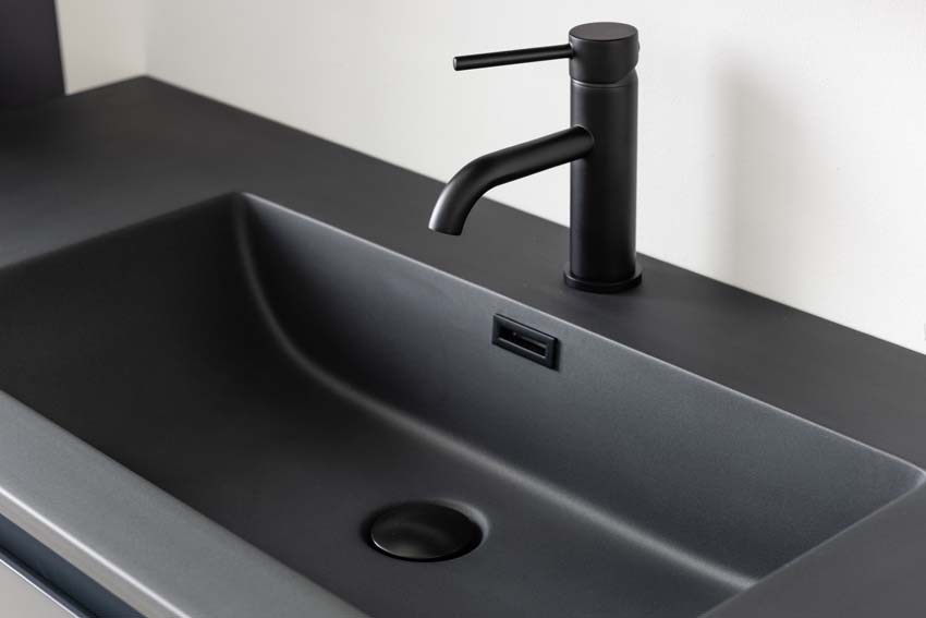 Meuble de salle de bain Tibo gris 1200 mm lavabo noir mat