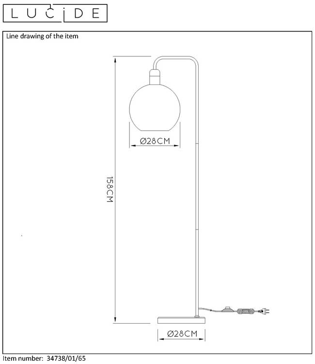 Lucide JULIUS - Lampadaire - E27 - Fumé