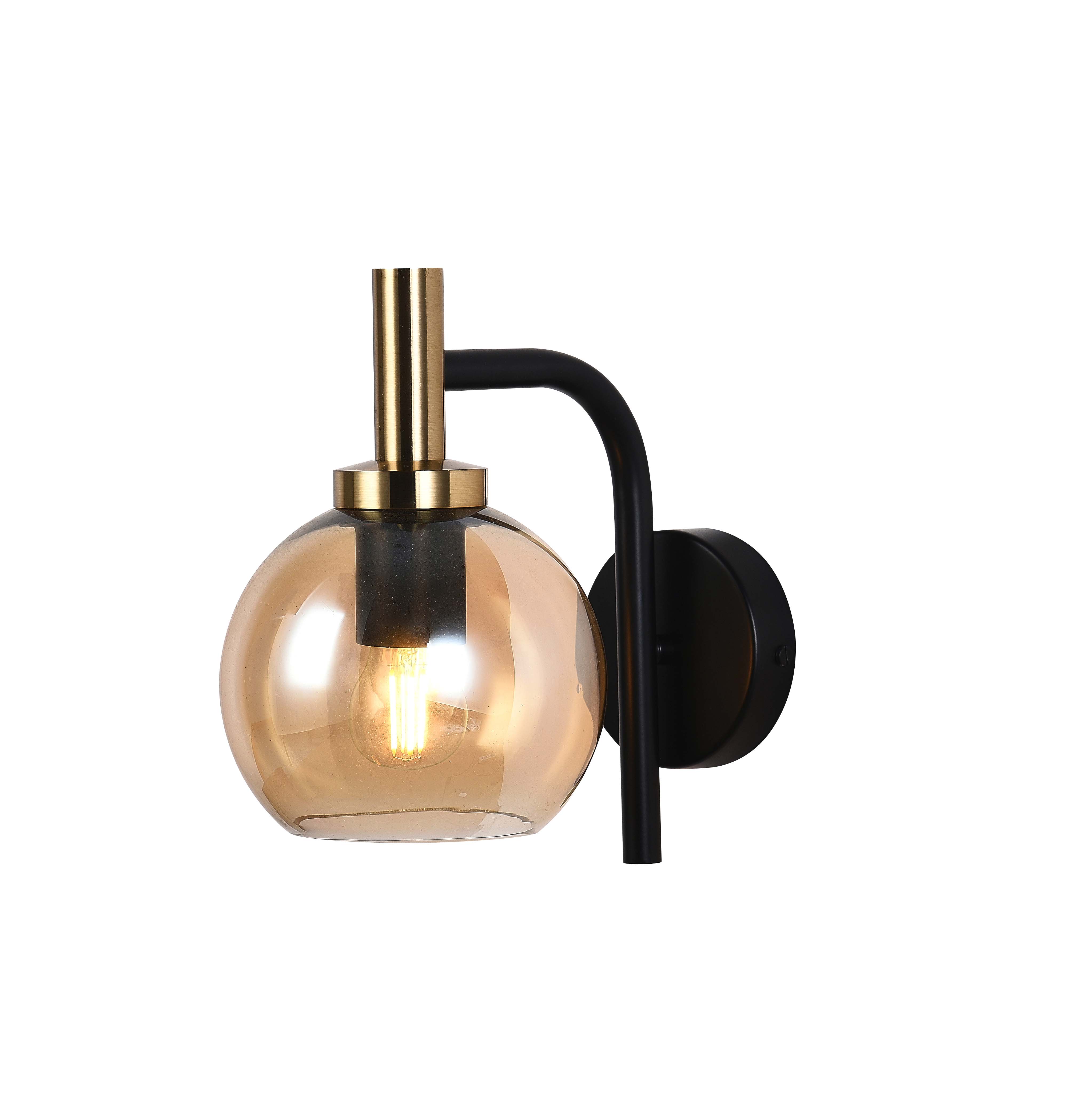 Wandlamp zwart goud E27 Ø 15 cm