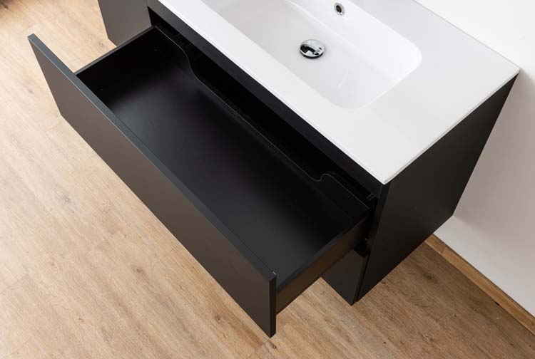 Meuble salle de bain Puro noir mat 900mm lavabo brillant