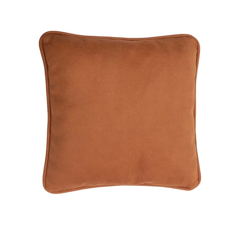 Coussin nubuck orange avec bord 43x43 cm