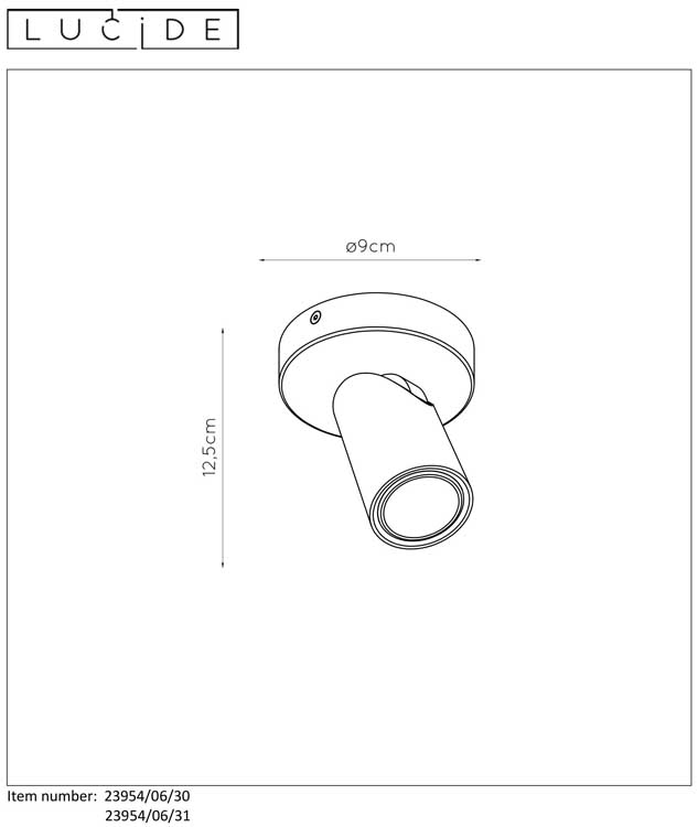 Lucide XYRUS - Plafondspot - Ø 9 cm - LED Dim to warm - GU10 - 1x5W 3000K/2200K - Zwart