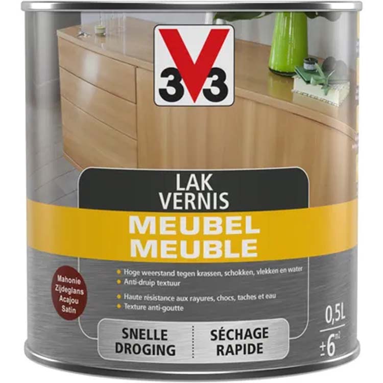 V33 meubelvernis Deco mahonie zijdeglans 0,5L