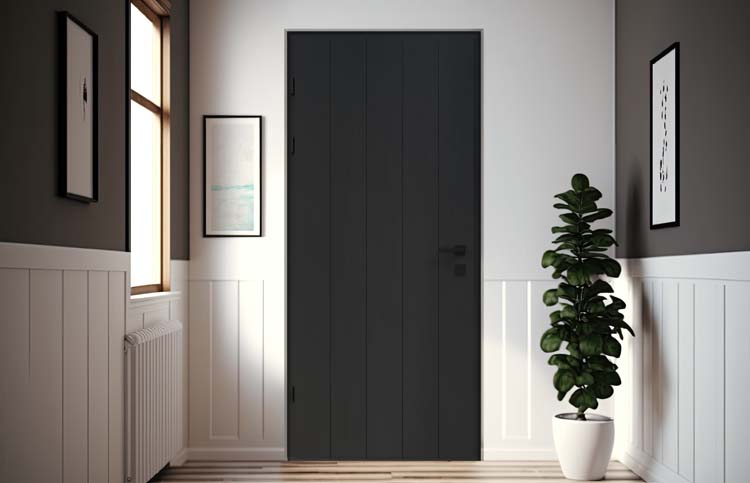 Porte extérieure meranti Duero verticale noir B 980 x H 2180 mm G