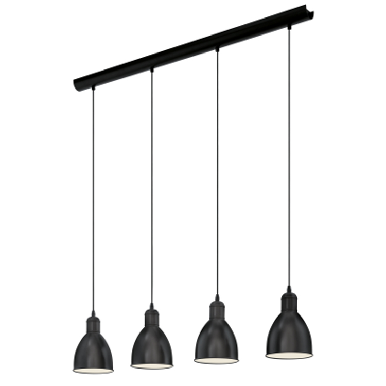 Hanglamp zwart 4 licht E27 excl lamp LED mogelijk