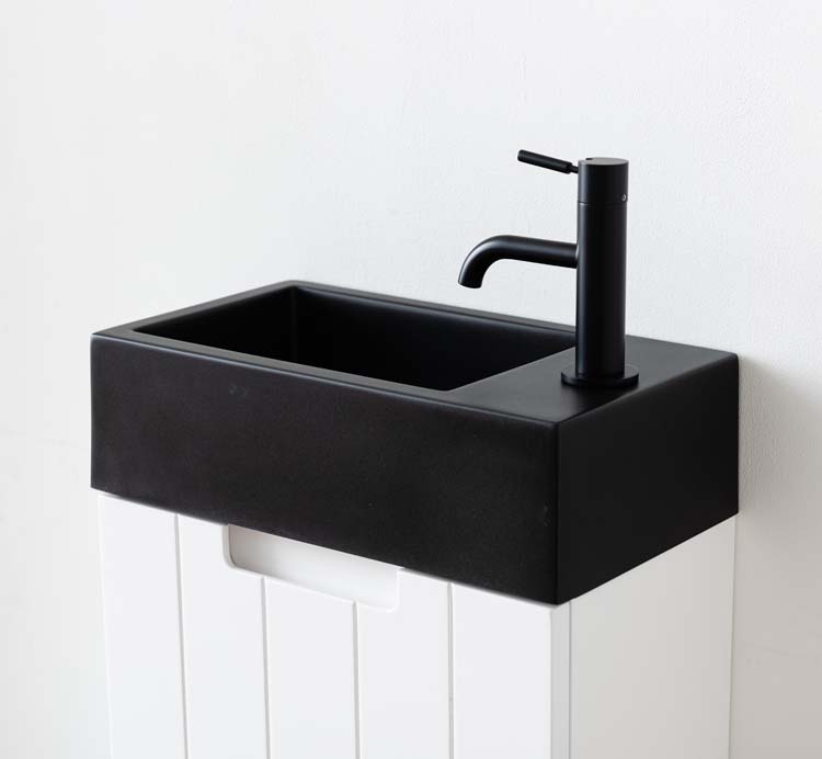 Meuble de toilette Tommy blanc mat 400 mm lavabo noir mat