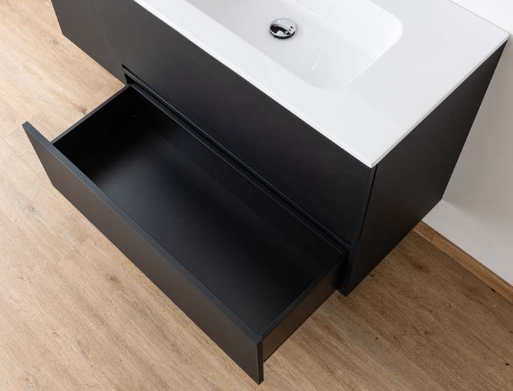 Meuble salle de bain Puro noir mat 900mm lavabo brillant