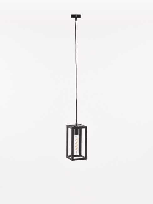 Hanglamp - Rechthoek - H 25cm - Zwart - E27