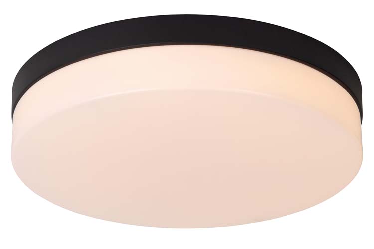 Lucide BISKIT - Plafonnière Badkamer - Ø 34,5 cm - LED - 1x24W 2700K - IP44 - Zwart