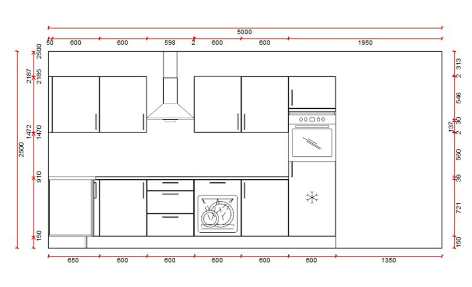 Blokkeuken 16B premium - 365x165cm - houtlook - zonder toestellen