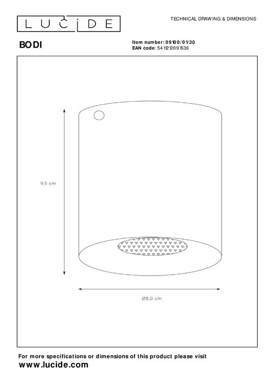 BODI - Spot plafond - Ø 8 cm - 1xGU10 - Noir