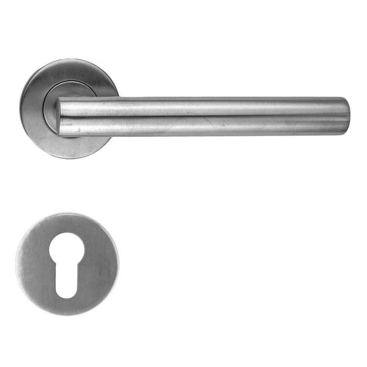 Poignée de porte ravenna 19mm inox plus rosace cylindre