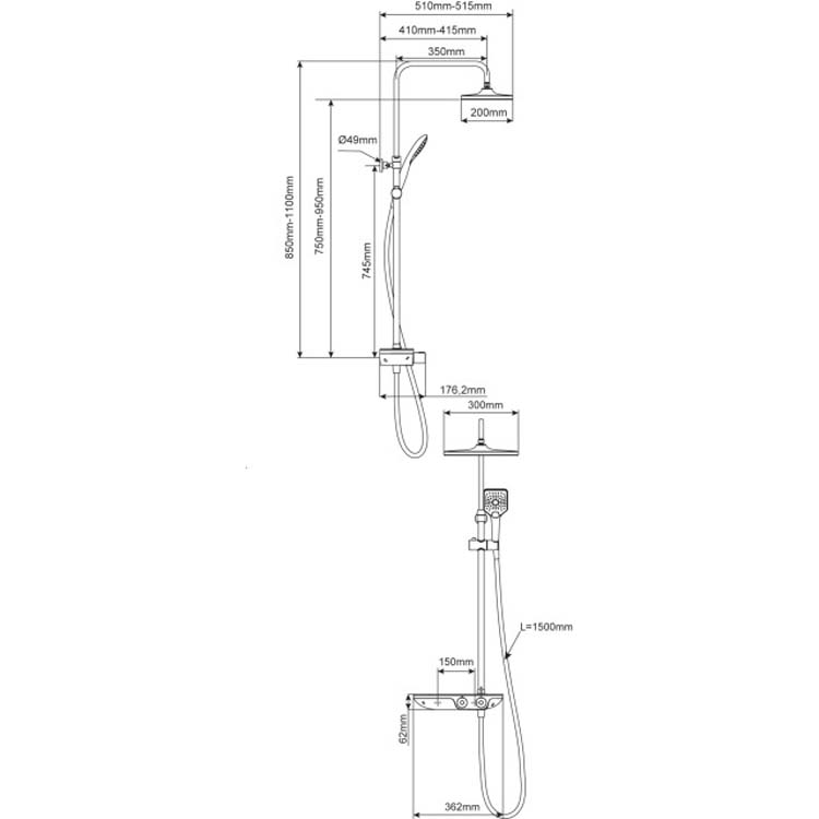 Doucheset Cindy thermostatisch chroom