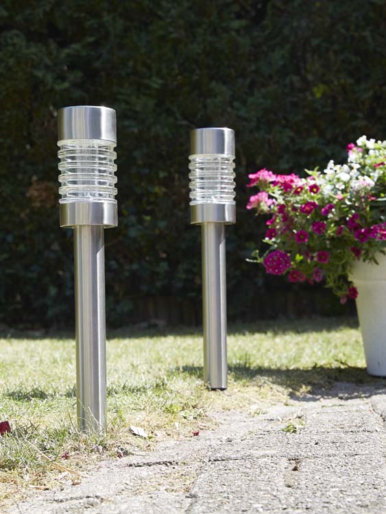 Solar tuinlamp met grondspie Firenze chroom 6 lumen