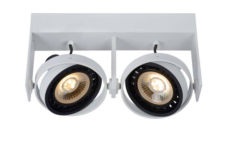 Spot plafond - LED Dim to warm - GU10 - 2x12W 3000K/2200K - Blanc